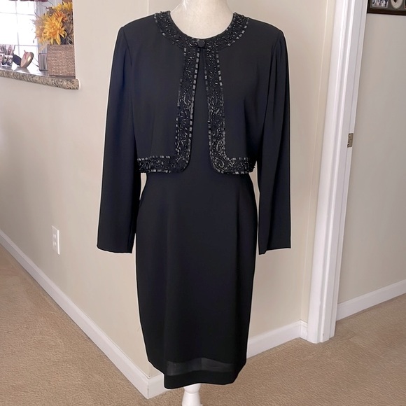 Marianna Black Beaded Front Dress. - Picture 11 of 16